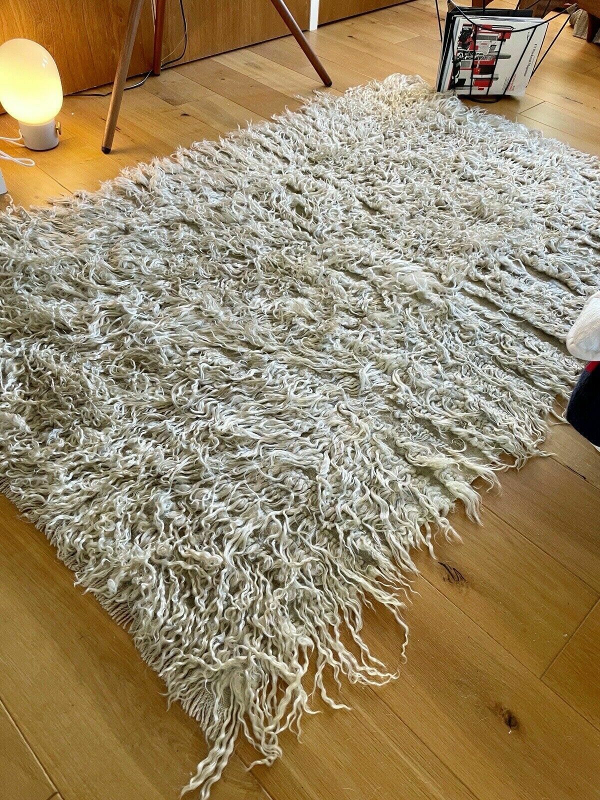 photo buy Vintage Cream Tulu Rug From Central Anatolia Turkey. 185cm X 125cm