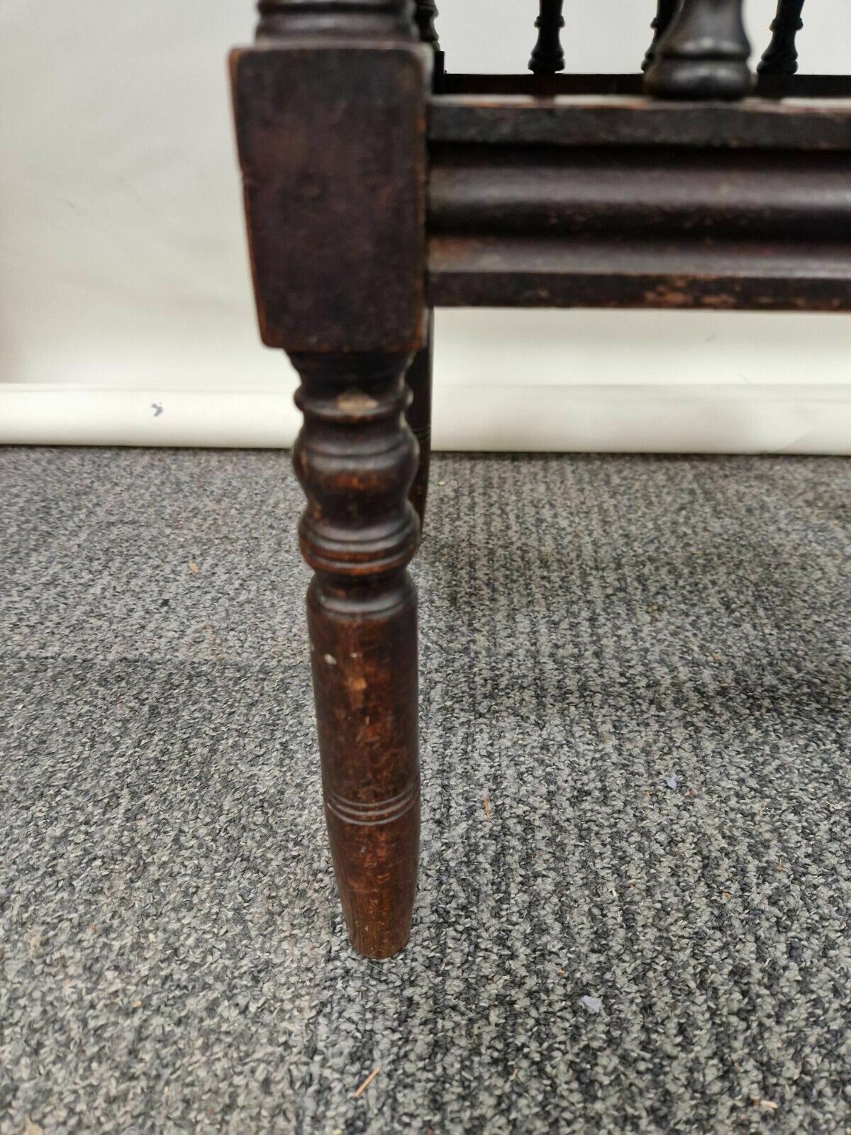 Edwardian Turned Spindle Upholstered Stool photo vinterior