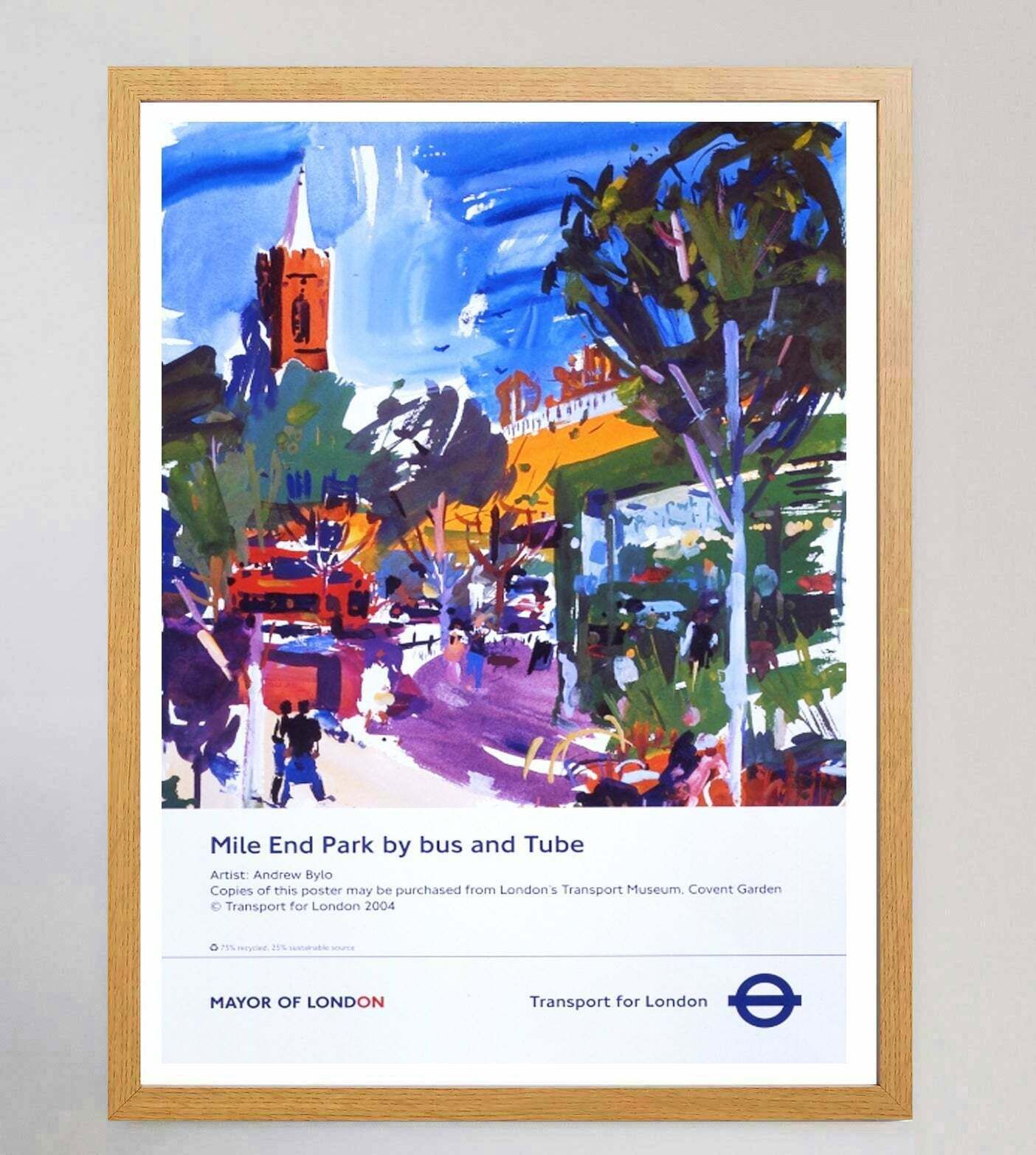 Tfl   Mile End Park By Tube And Bus Original Vintage Poster photo Art