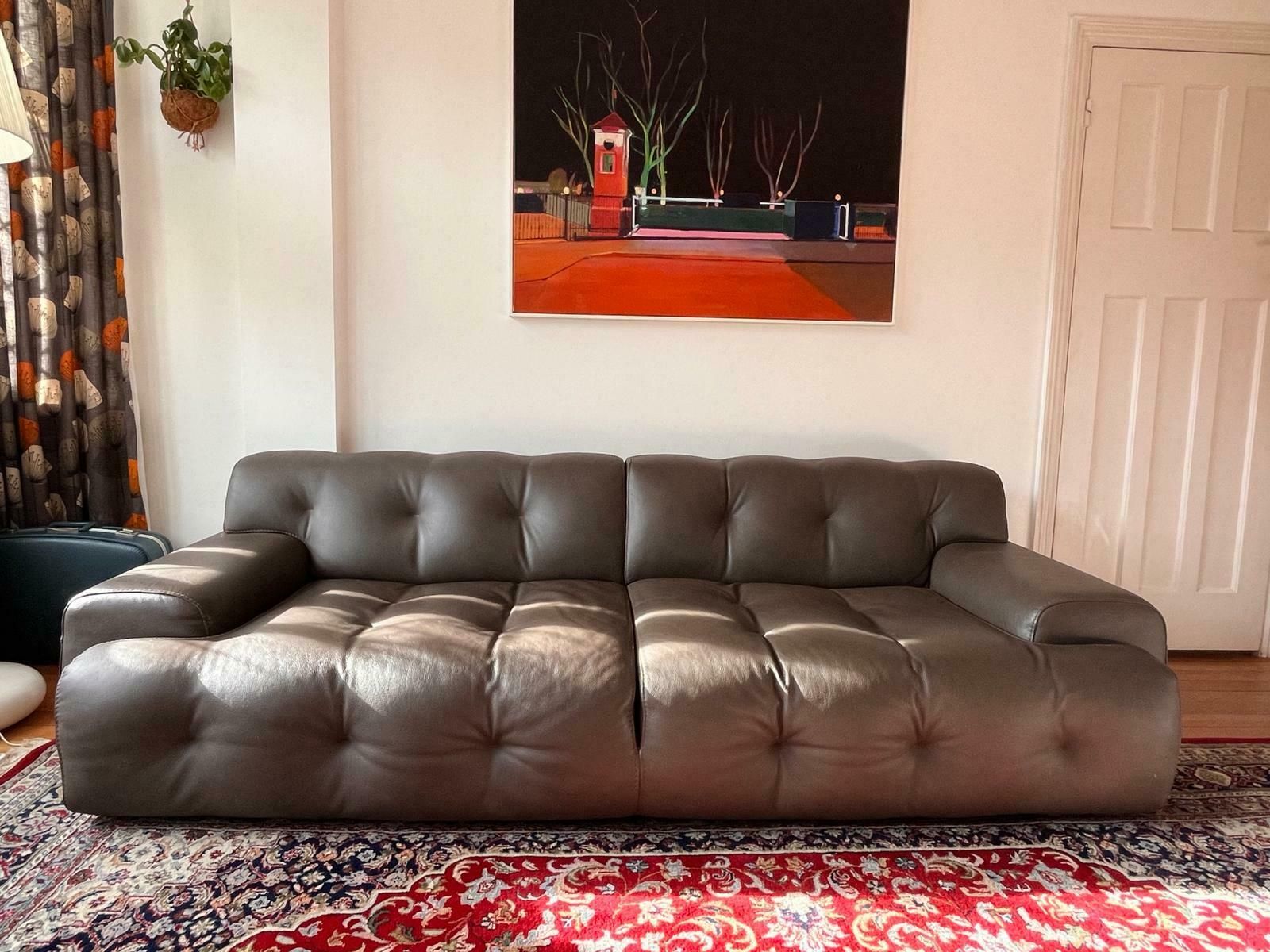 Designer Roche Bobois Blogger Large 3 Seat Sofa Leather Brown Rrp 10000