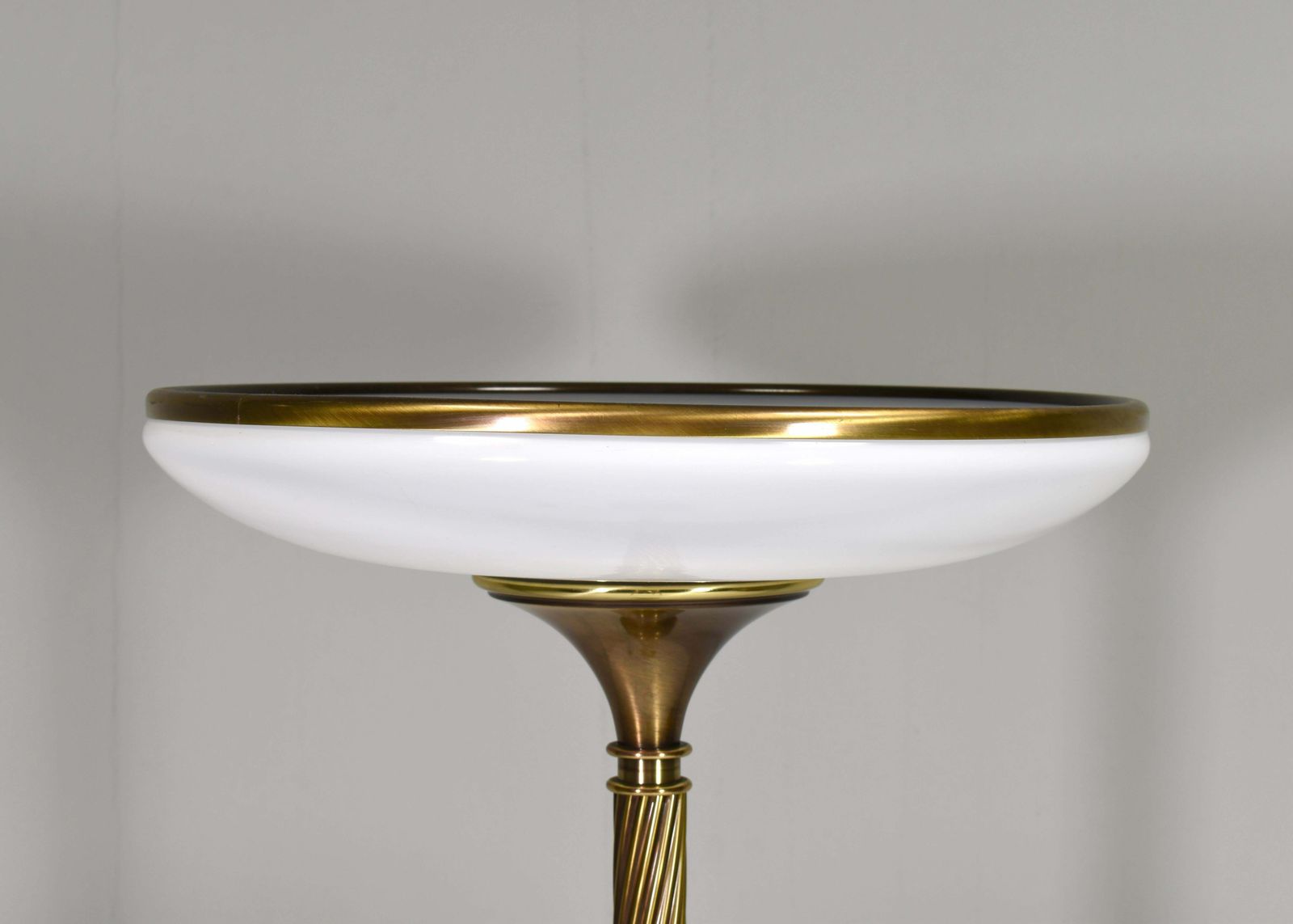 Relco Milano Turned Brass And Opaline Glass Floor Lamp, Italy   Circa 1970 photo Lighting