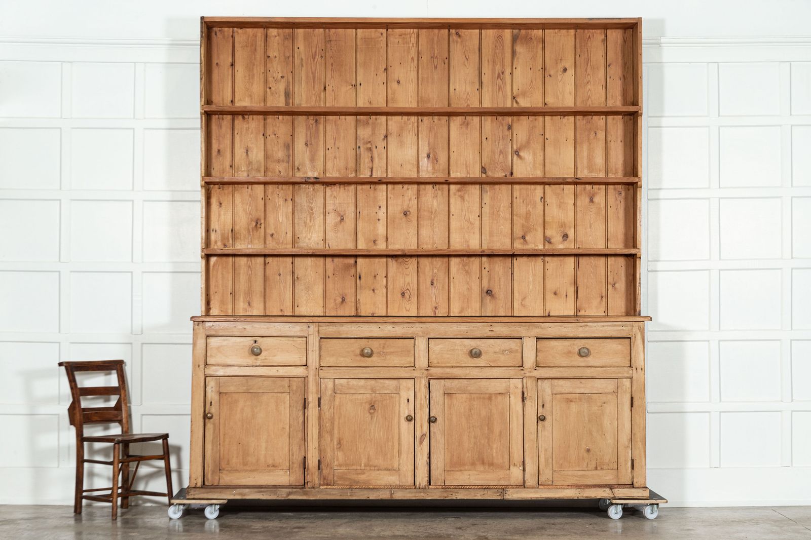 Monumental 19thc English Pine Waterfall Dresser photo Furniture