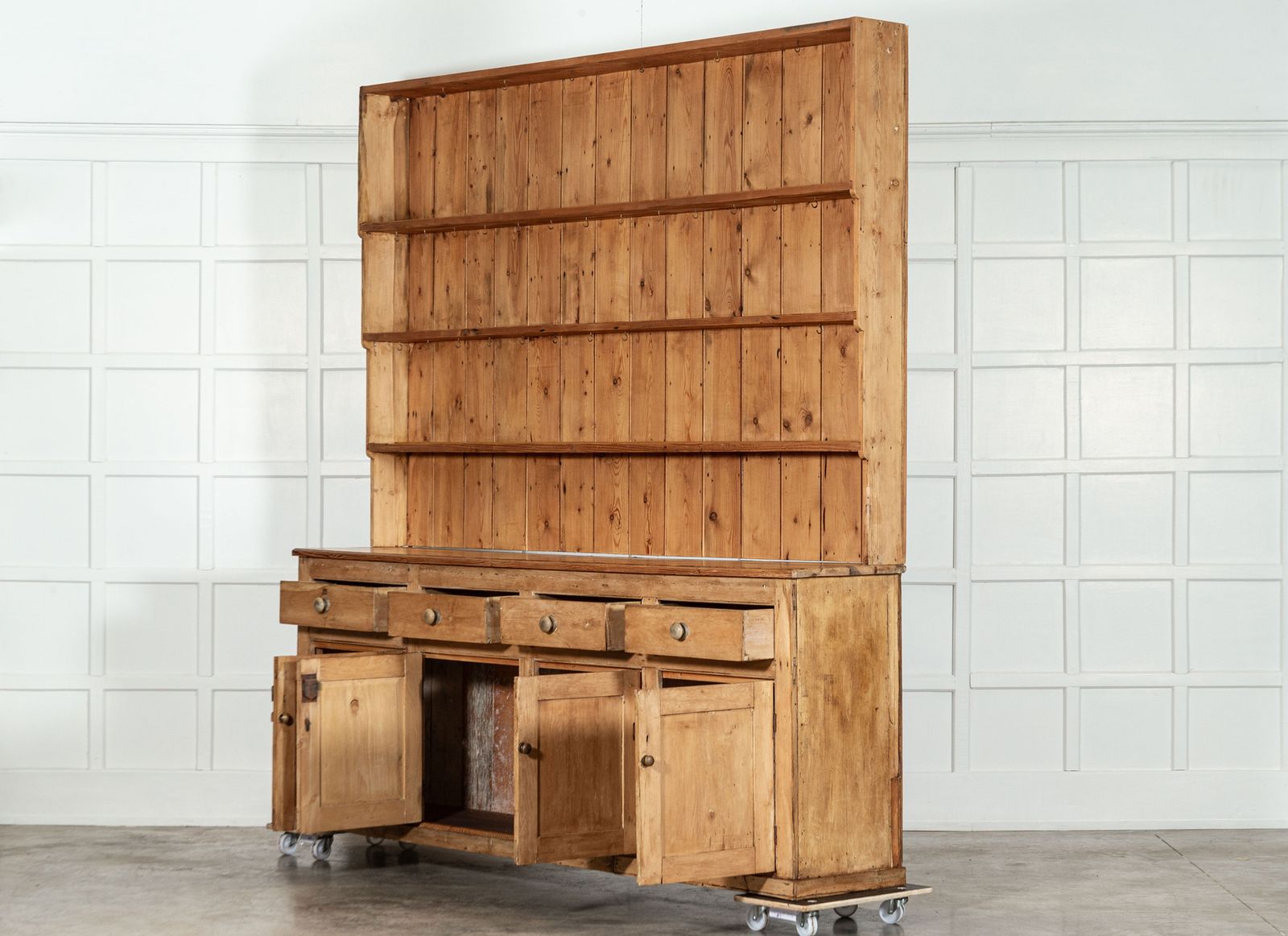 Monumental 19thc English Pine Waterfall Dresser photo vinterior