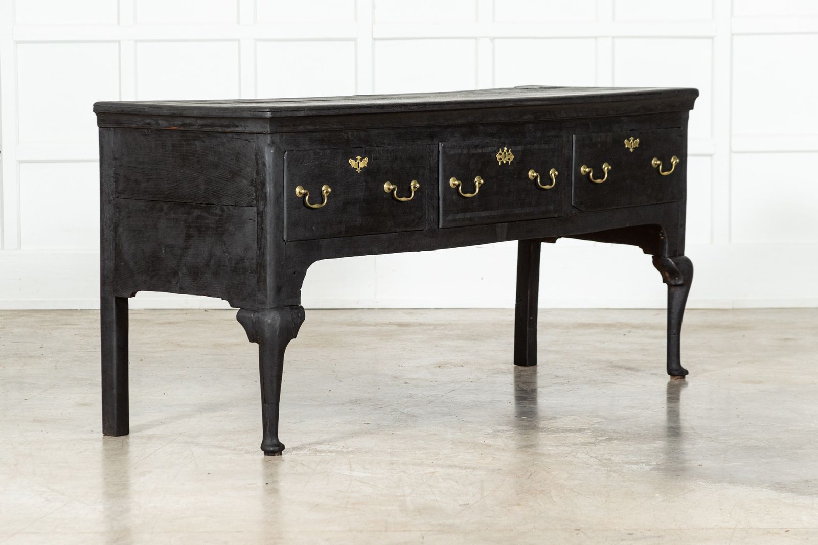Large 19thc Grain Ebonised English Oak Dresser Base