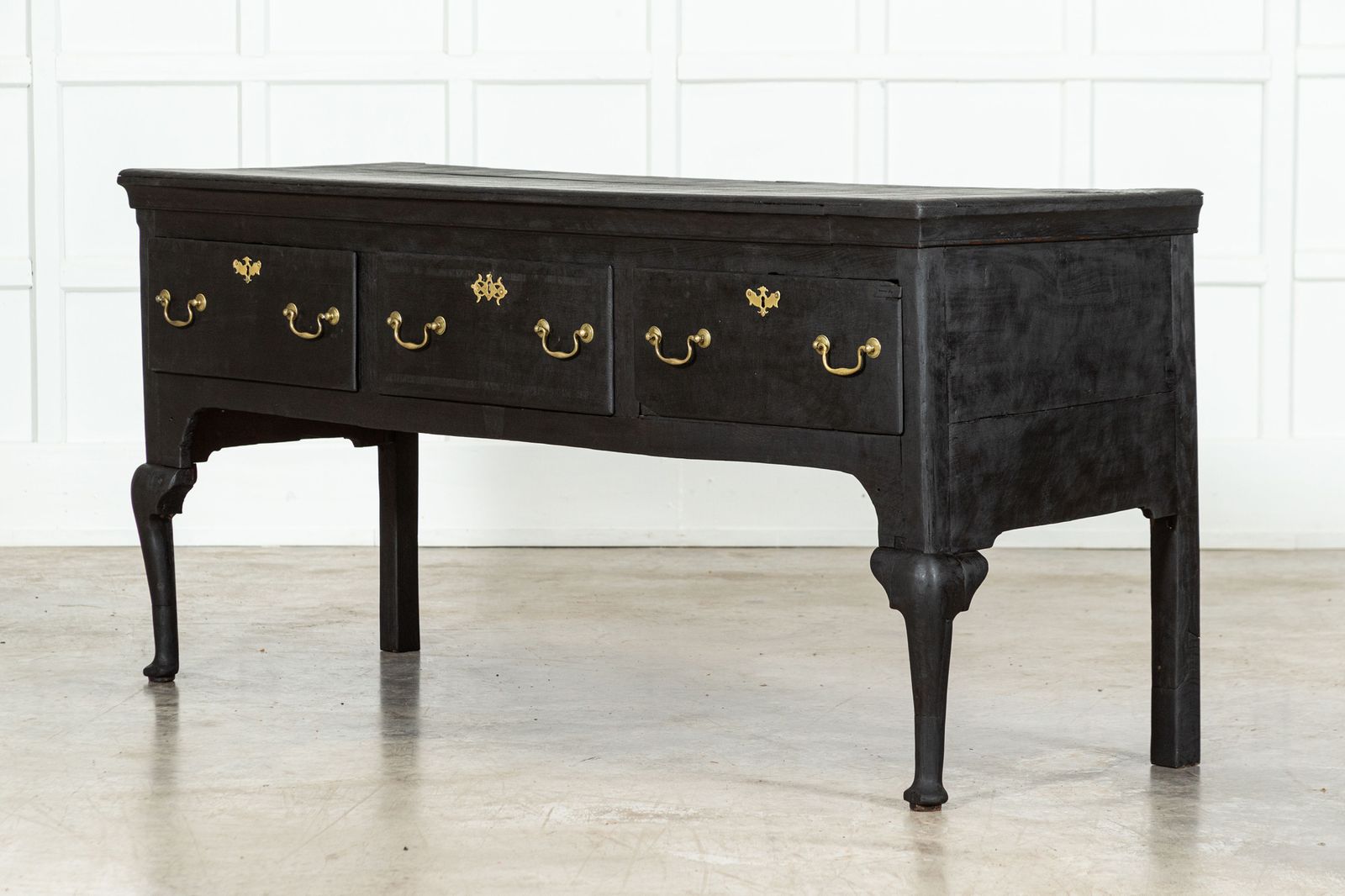 Large 19thc Grain Ebonised English Oak Dresser Base photo for sale