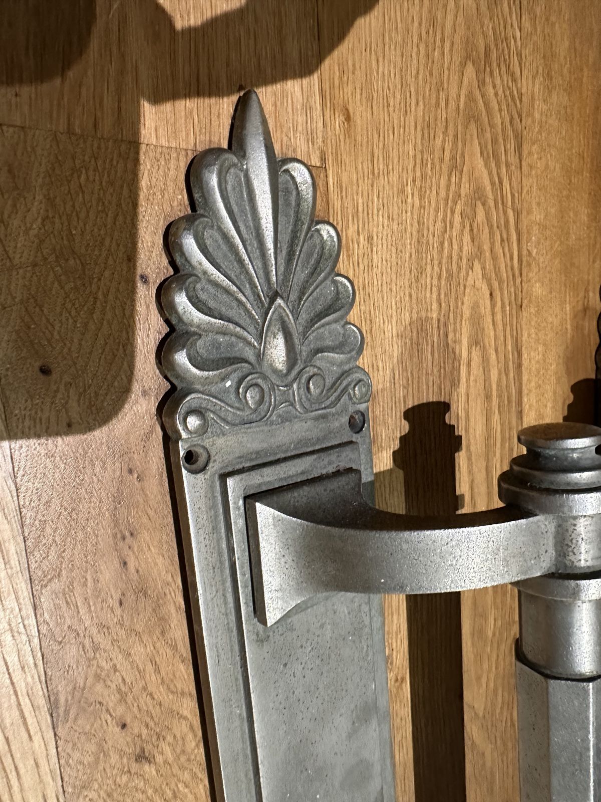 Door Handles X2 Heavy Antique Silver /Steel. Very Pretty! photo furniture