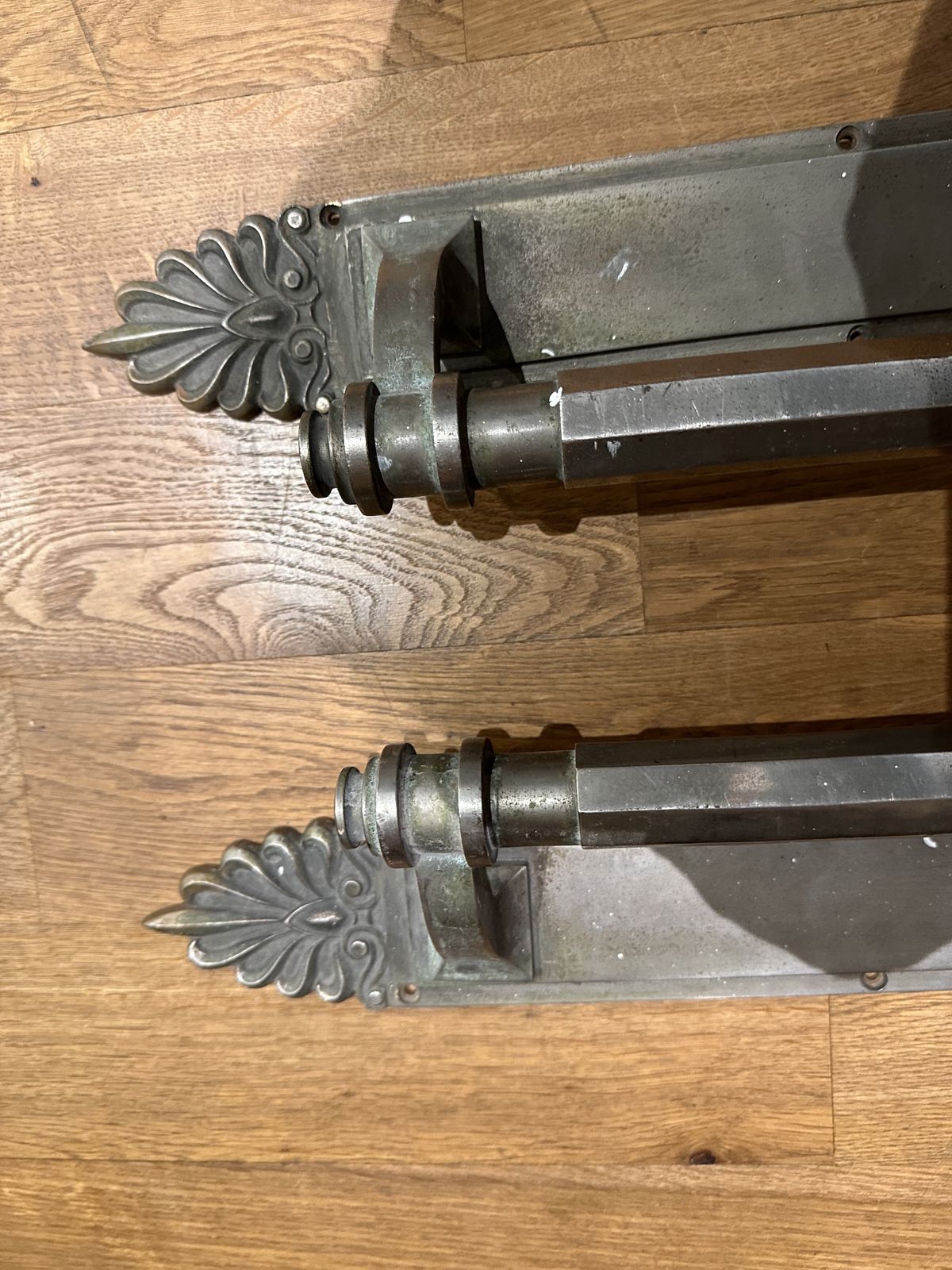 Door Handles X2 Heavy Antique Silver /Steel. Very Pretty! photo Home Fixtures