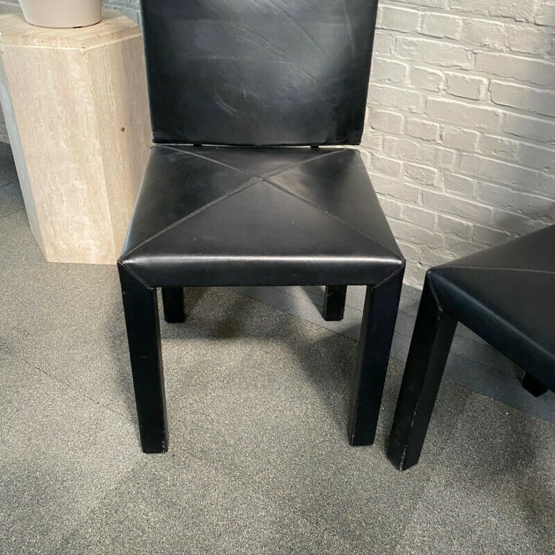 Paar Zwartleren Arcalla Stoelen Voor B&B Italia Door Paolo Piva, Ca. Jaren 1990 photo for sale