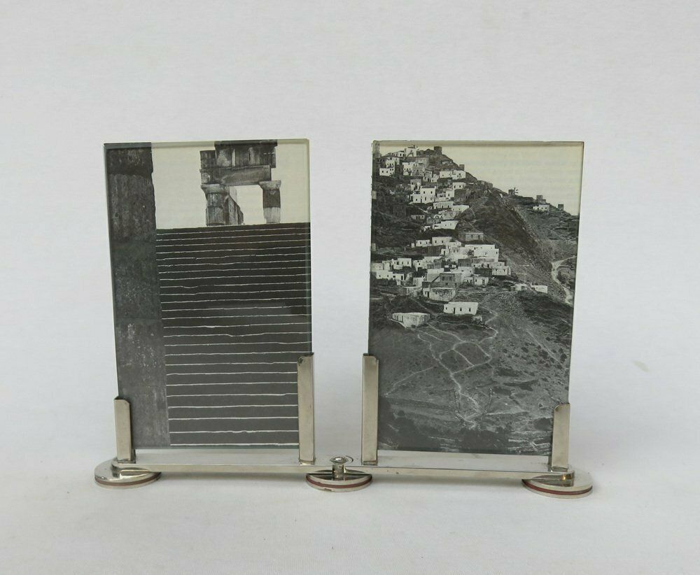 Extraordinary Art Deco Double Picture Frame In Nickel Plating, 1920s photo for sale
