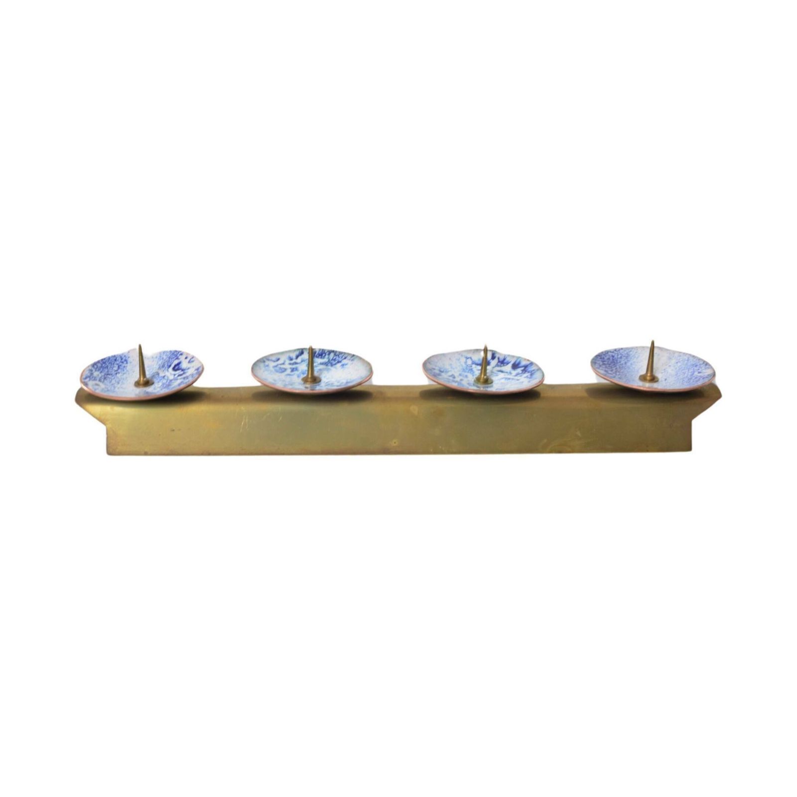 photo furniture Triple Enameled Brass Candlestick, Expertic Ddr, Germany, 1950s.