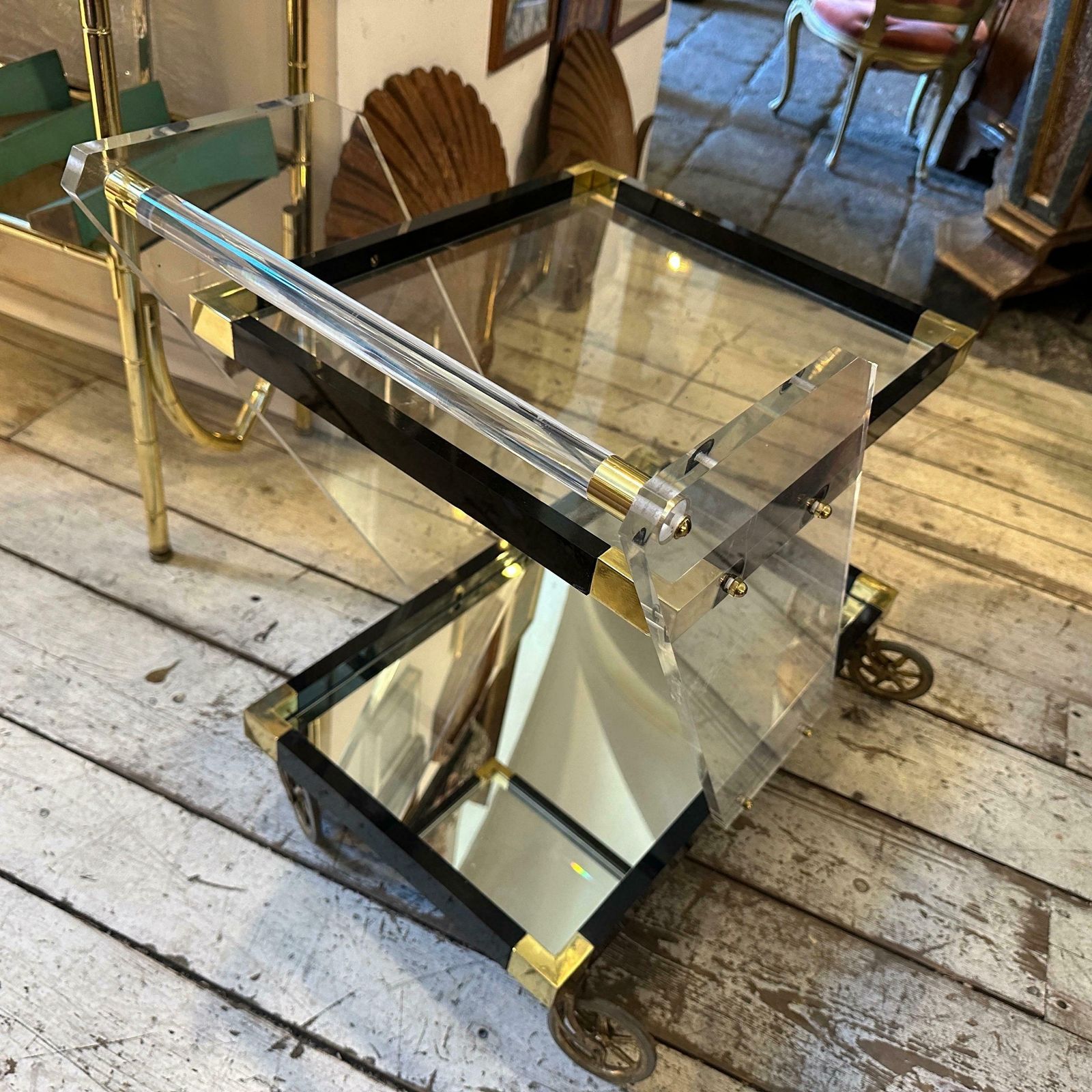 photo buy An Amazing 1960s Mid Century Modern Lucite And Brass Italian Bar Cart