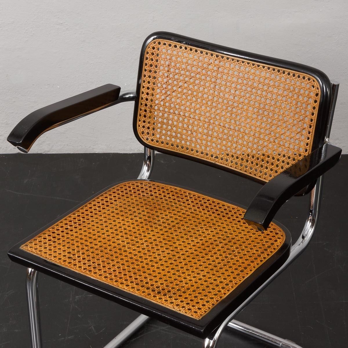 Marcel Breuer Italian Cesca Chair With Armrests By Knoll, 1960 70s photo vintage
