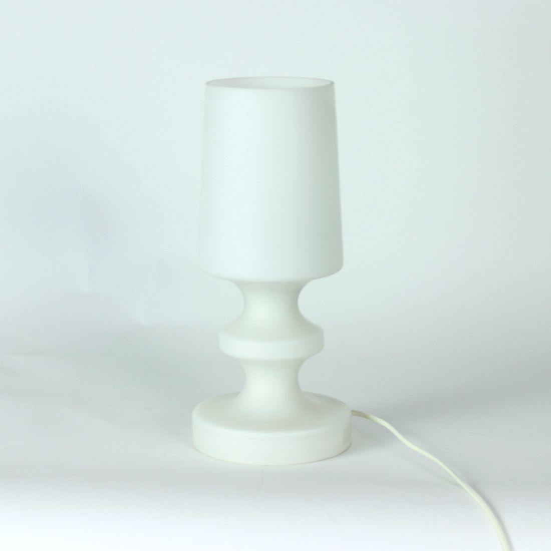 White Opaline Glass Table Lamp In Chessman Design, Stefan Tabery 1960s photo furniture