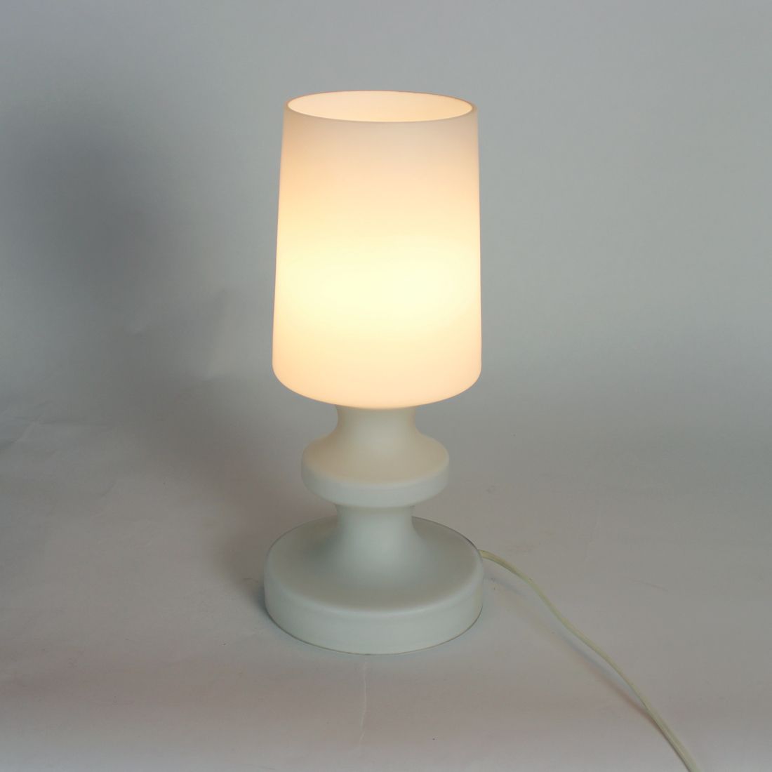 White Opaline Glass Table Lamp In Chessman Design, Stefan Tabery 1960s photo buy