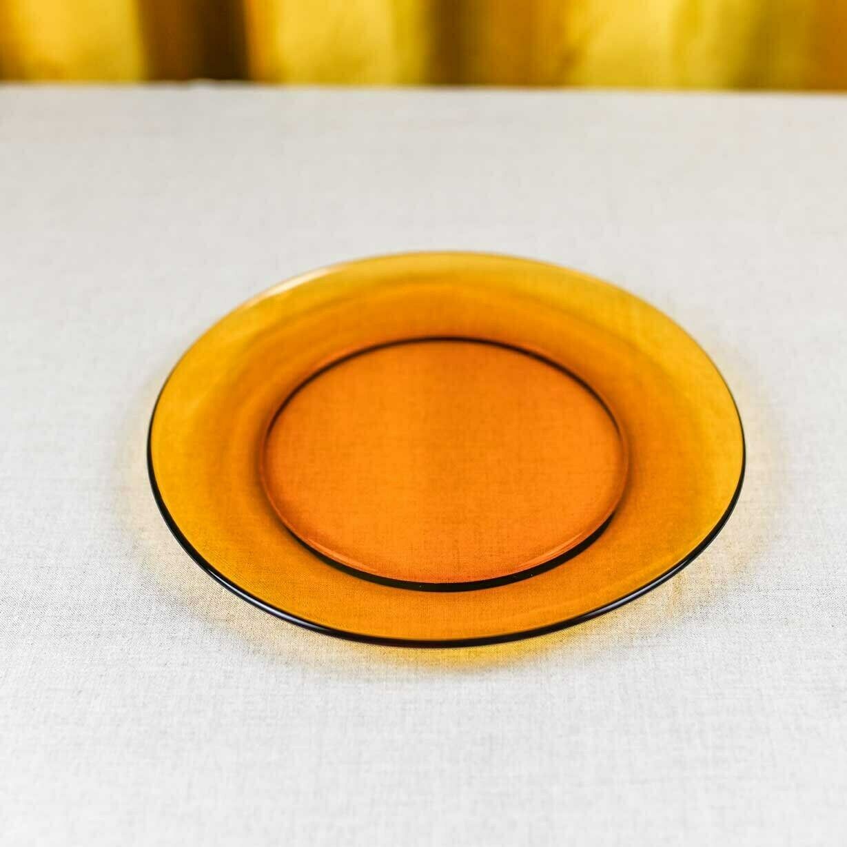 Seventies Dessert Amber Plates, Set Of 7, Made In France, Duralex photo furniture