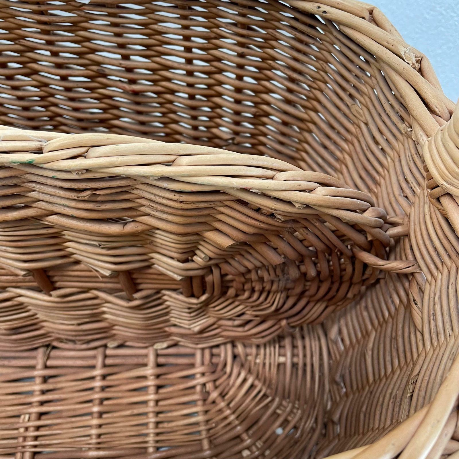 784.0 Large Aubock Style Midcentury Rattan Bauhaus Magazine Holder, France, 1970s photo