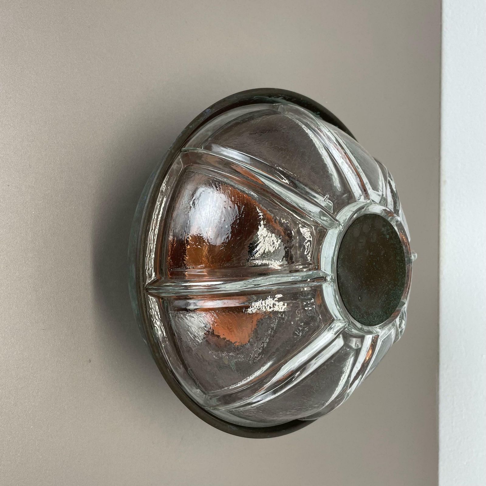 Unique Brutalist Boom Copper And Glass Wall Light By Bega Lights, Germany, 1980s photo Lighting