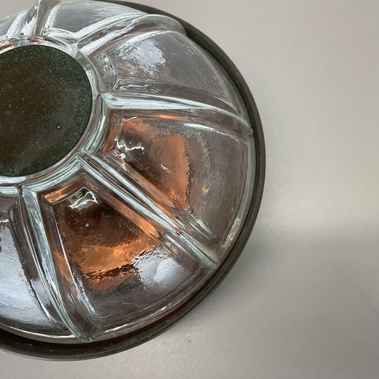 photo for sale Unique Brutalist Boom Copper And Glass Wall Light By Bega Lights, Germany, 1980s