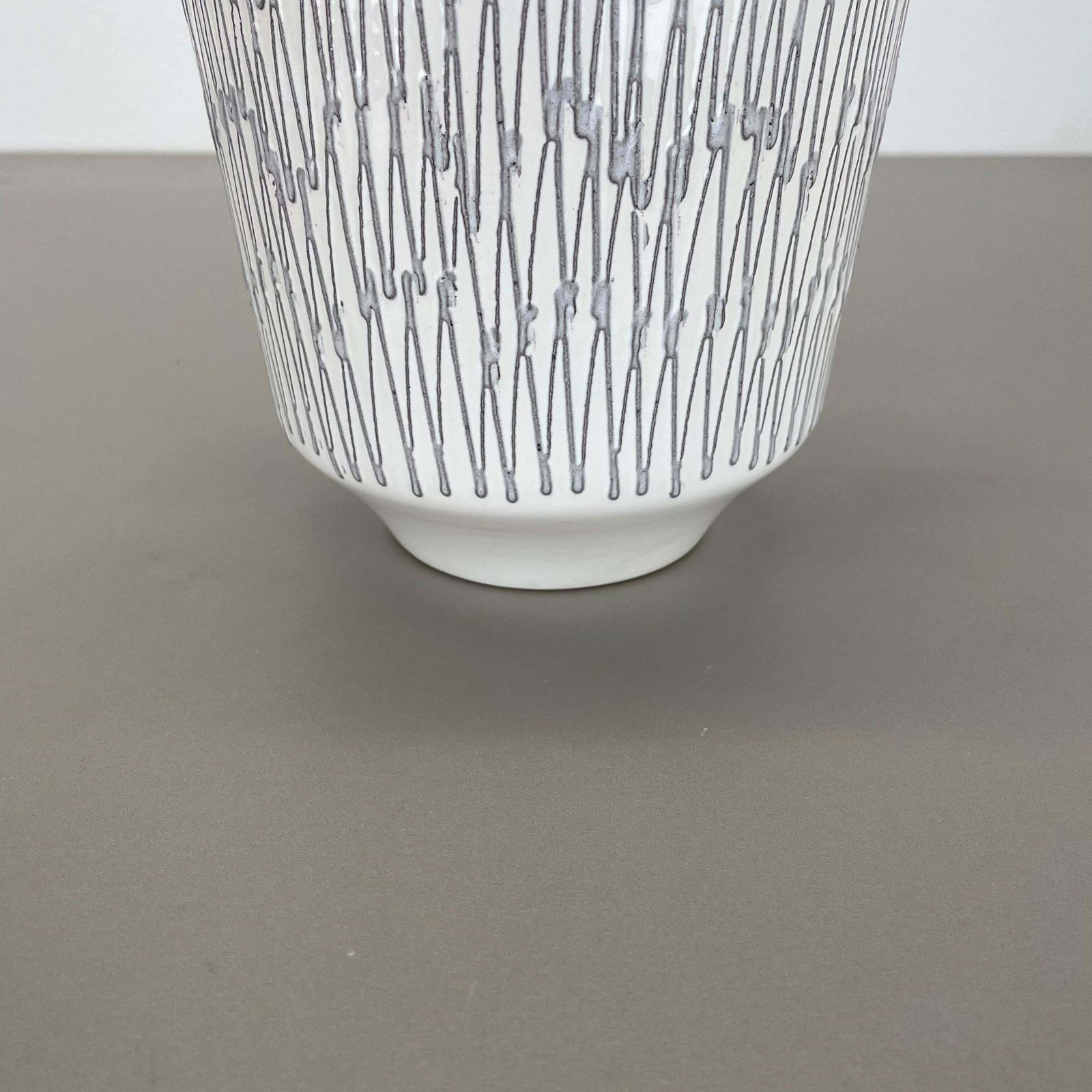 340.0 Rare White Zig Zag Fat Lava Ceramic Vases By Ilkra Ceramics, Germany 1970s photo
