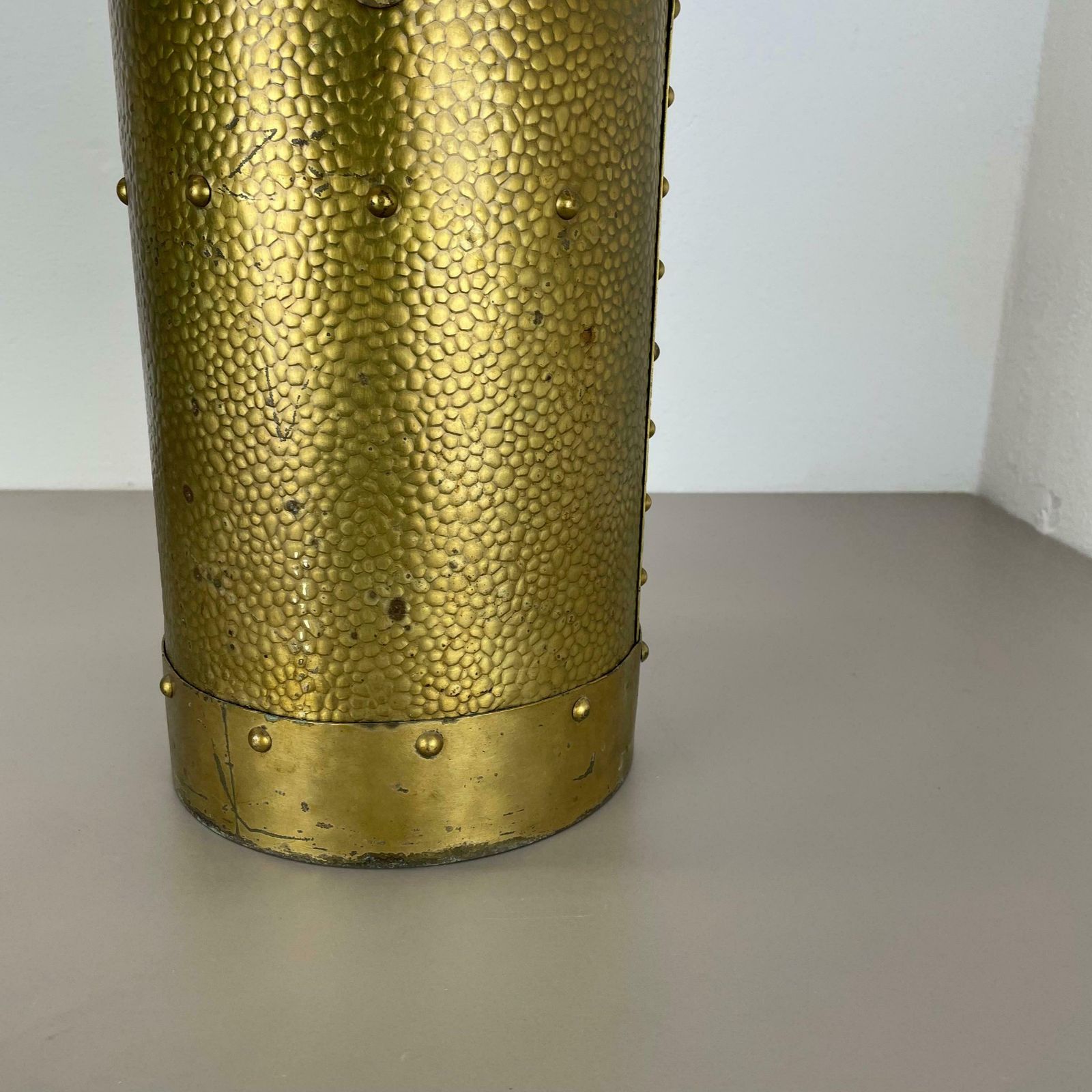 Rare Original Hollywood Regency Bauhaus Brass Umbrella Stand, Austria, 1950s photo vinterior
