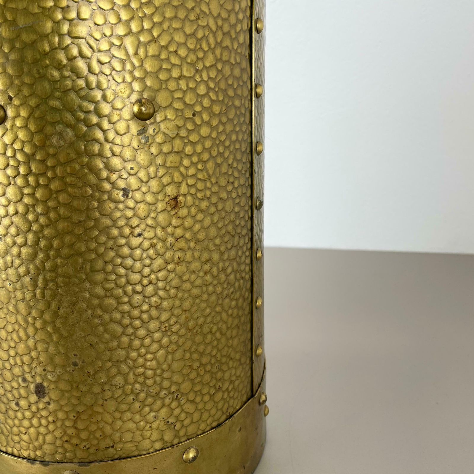 photo vintage Rare Original Hollywood Regency Bauhaus Brass Umbrella Stand, Austria, 1950s