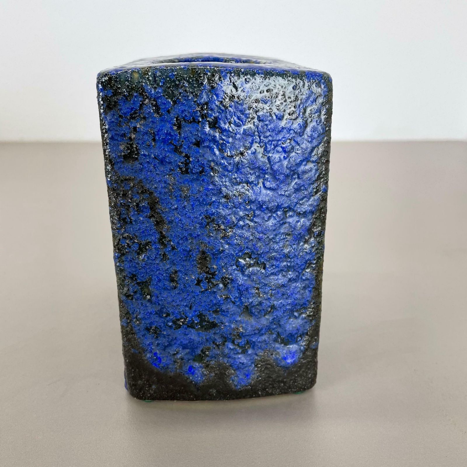 427.0 Brutalist Cubic "Hole" Pottery Vase By Piet Vest Ceramics, Netherlands, 1970s photo