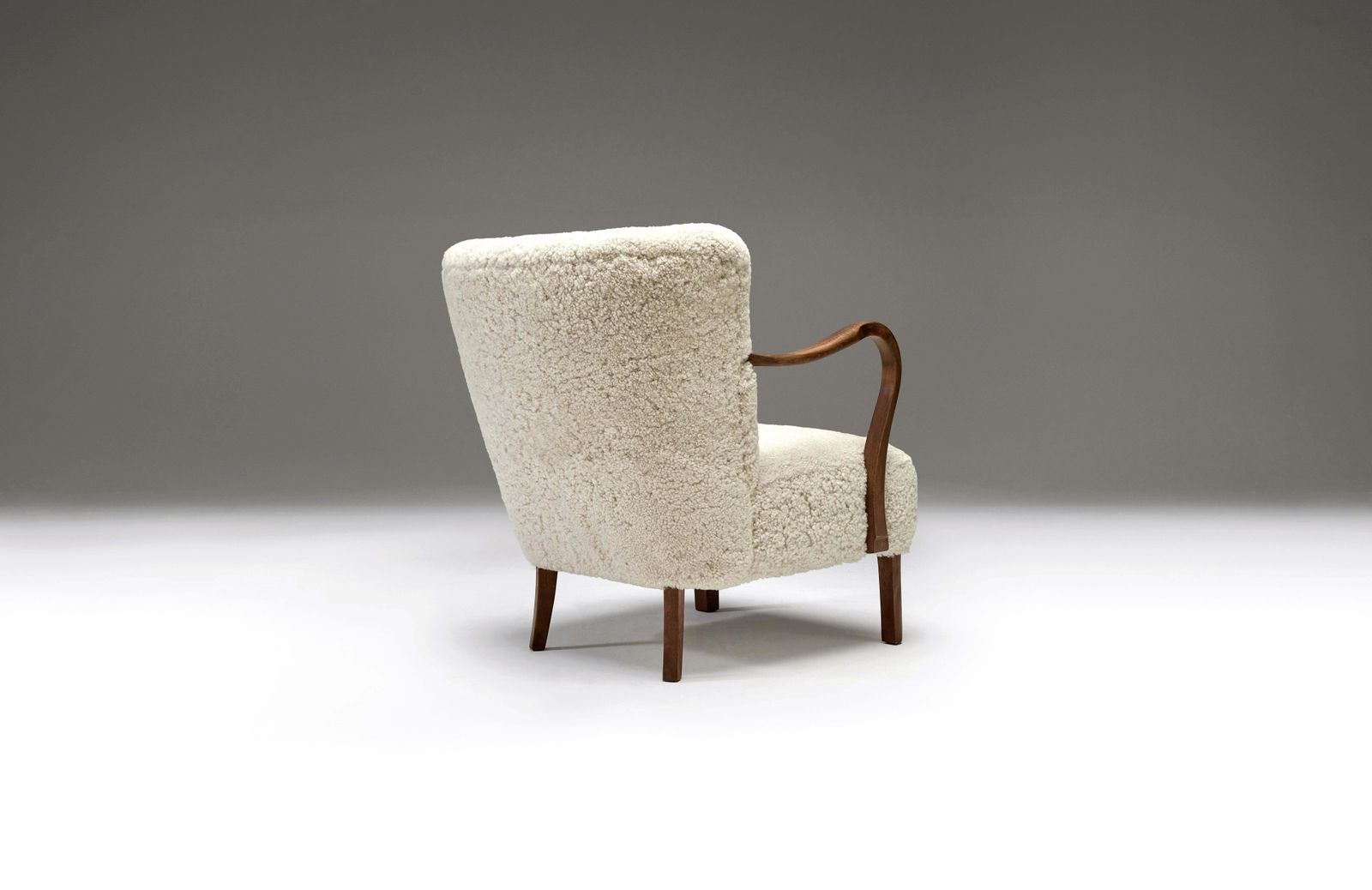 Armchair With Curved Wooden Armrests By Danish Cabinetmaker, 1950s photo Furniture