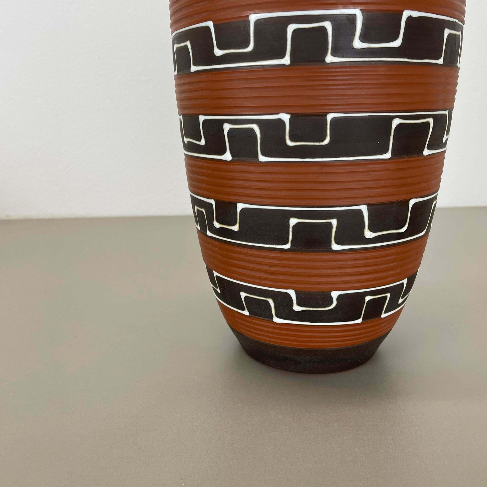 Rare 30cm Zig Zag Fat Lava Ceramic Vases By Ilkra Ceramics, Germany 1950s photo 479.0
