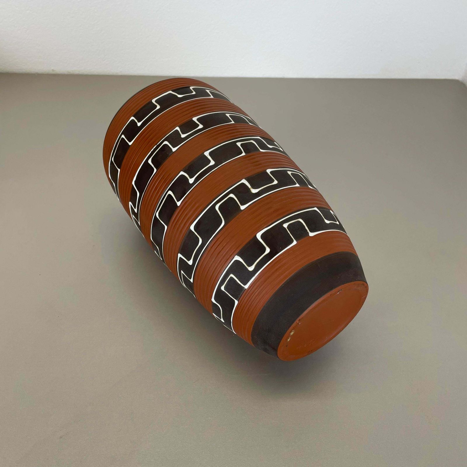 photo buy Rare 30cm Zig Zag Fat Lava Ceramic Vases By Ilkra Ceramics, Germany 1950s