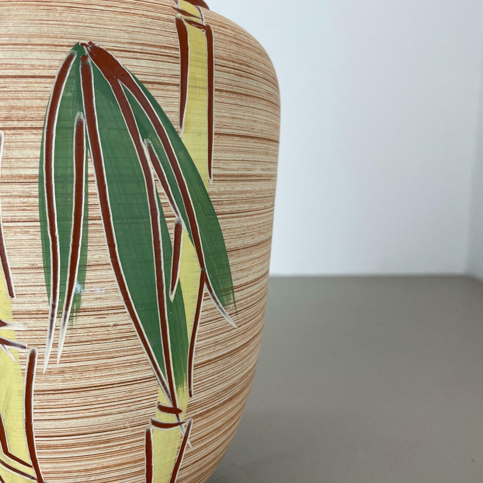 340.0 Colorful Abstract Bamboo Ceramic Pottery Vase By Eiwa Ceramics, Germany 1950s photo