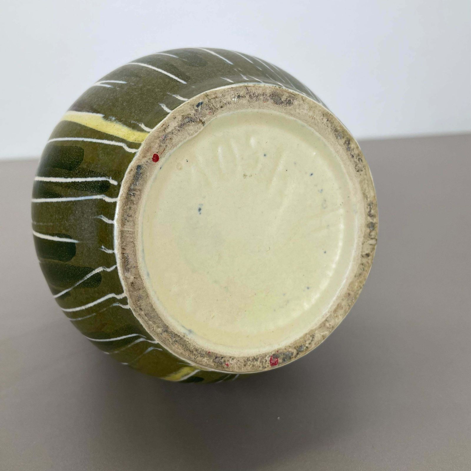 photo vintage Rare Lovely Pottery Fat Lava "Lines" Vase By übelacker Ceramics, Germany, 1970