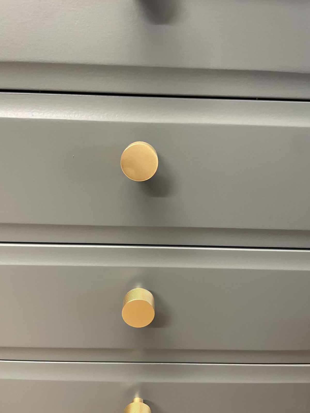 photo furniture Stag Minstrel Pair (2) Of 4 Drawer Bedsides Nightstands Painted Grey Premium Knobs