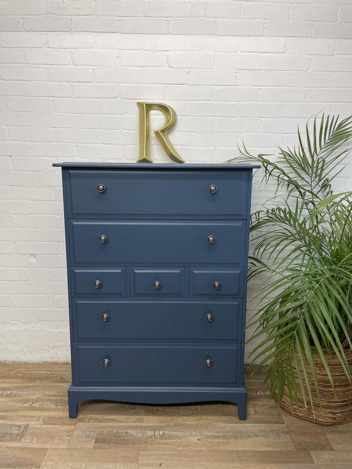 photo for sale Pair Of Stag Tallboys Painted Blue