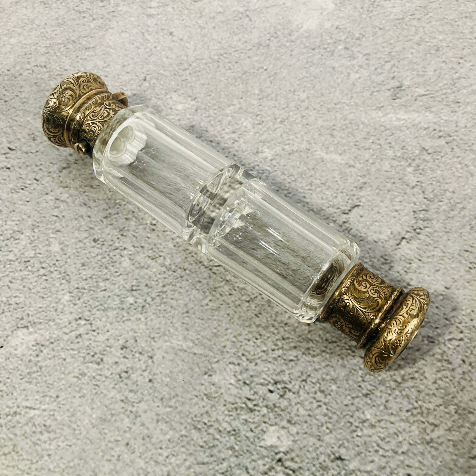 Antique Glass Double Ended Scent Bottle & Vinaigrette