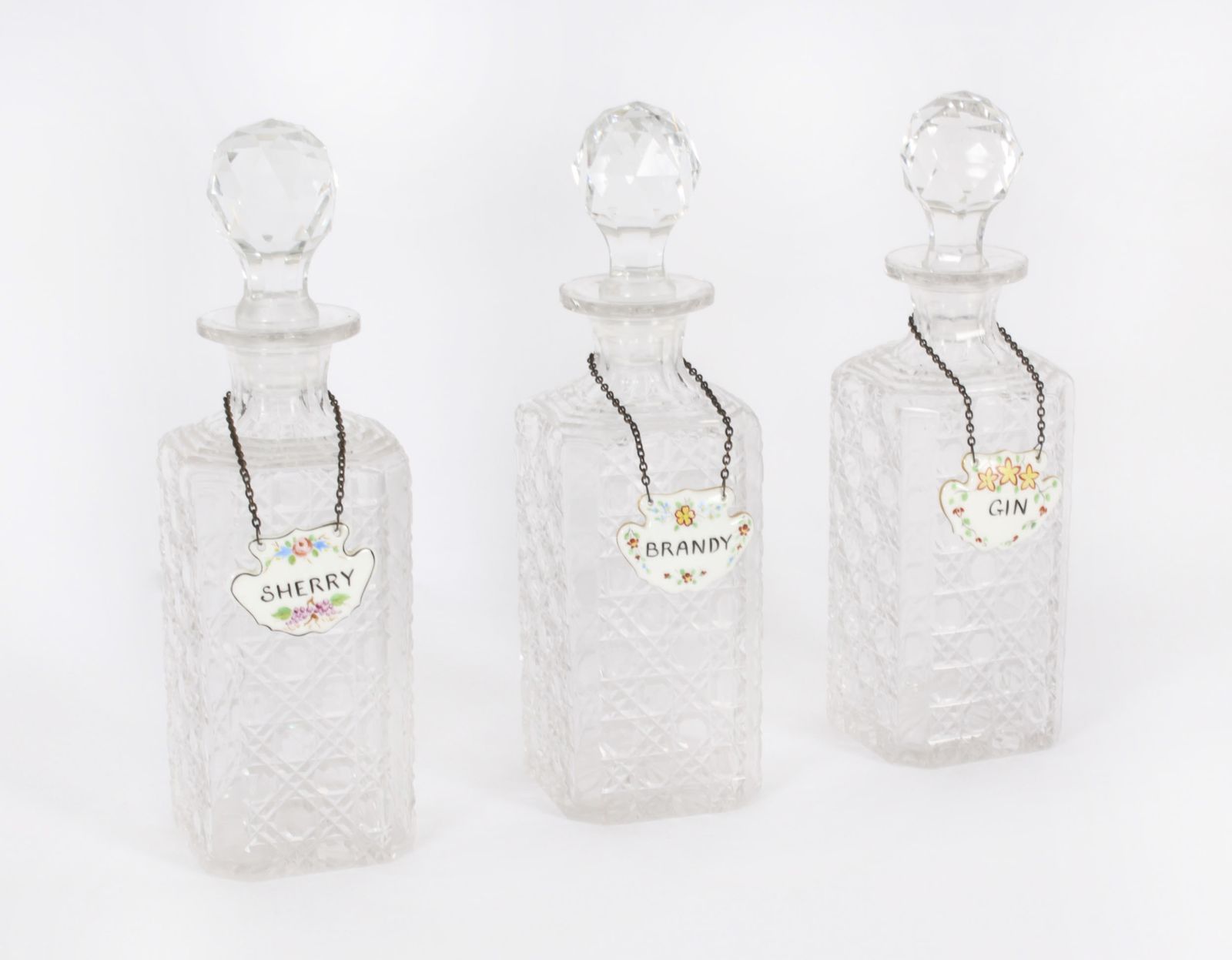Vintage Group Of 3  Crystal Cut Decanters  20th C photo furniture