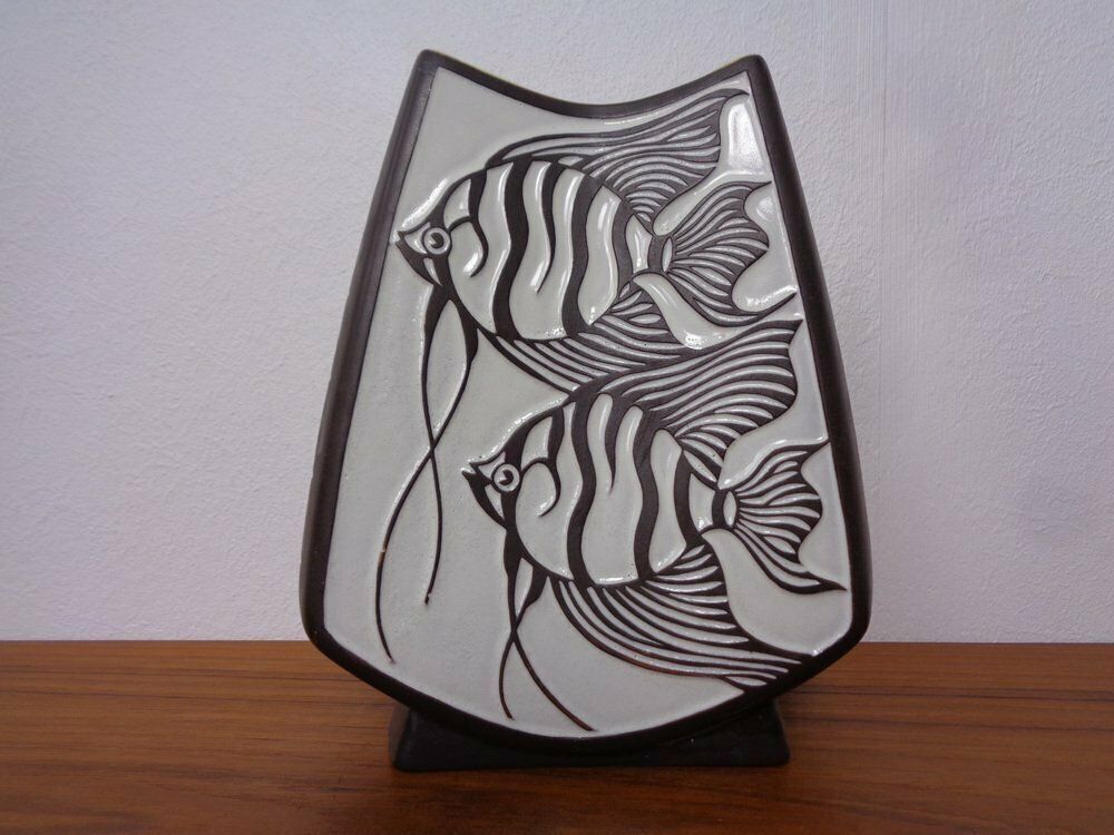 Studio Ceramic Vase With Fishes From Carstens / Goldscheider, 1950s