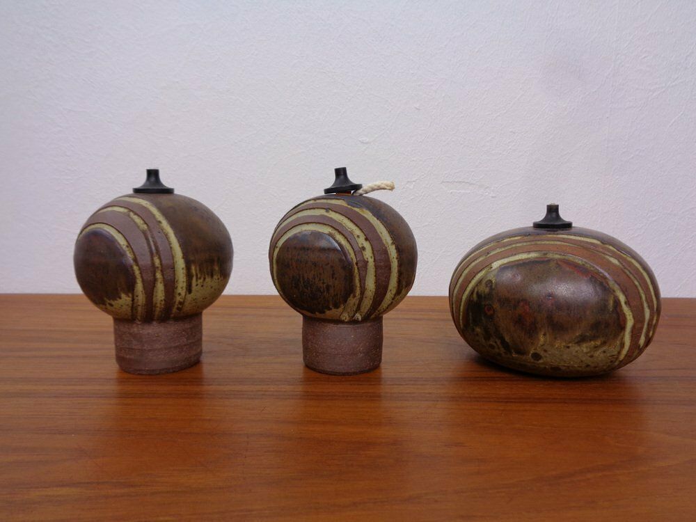 Ceramic Oil Table Lamps By Aage Würtz, 1970s, Set Of 3