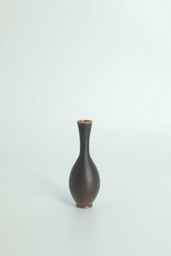 Small Mid Century Scandinavian Modern Collectible Wenge Stoneware Vases By John Andersson For Höganäs Ceramics, 1950s, Set Of 2 photo furniture