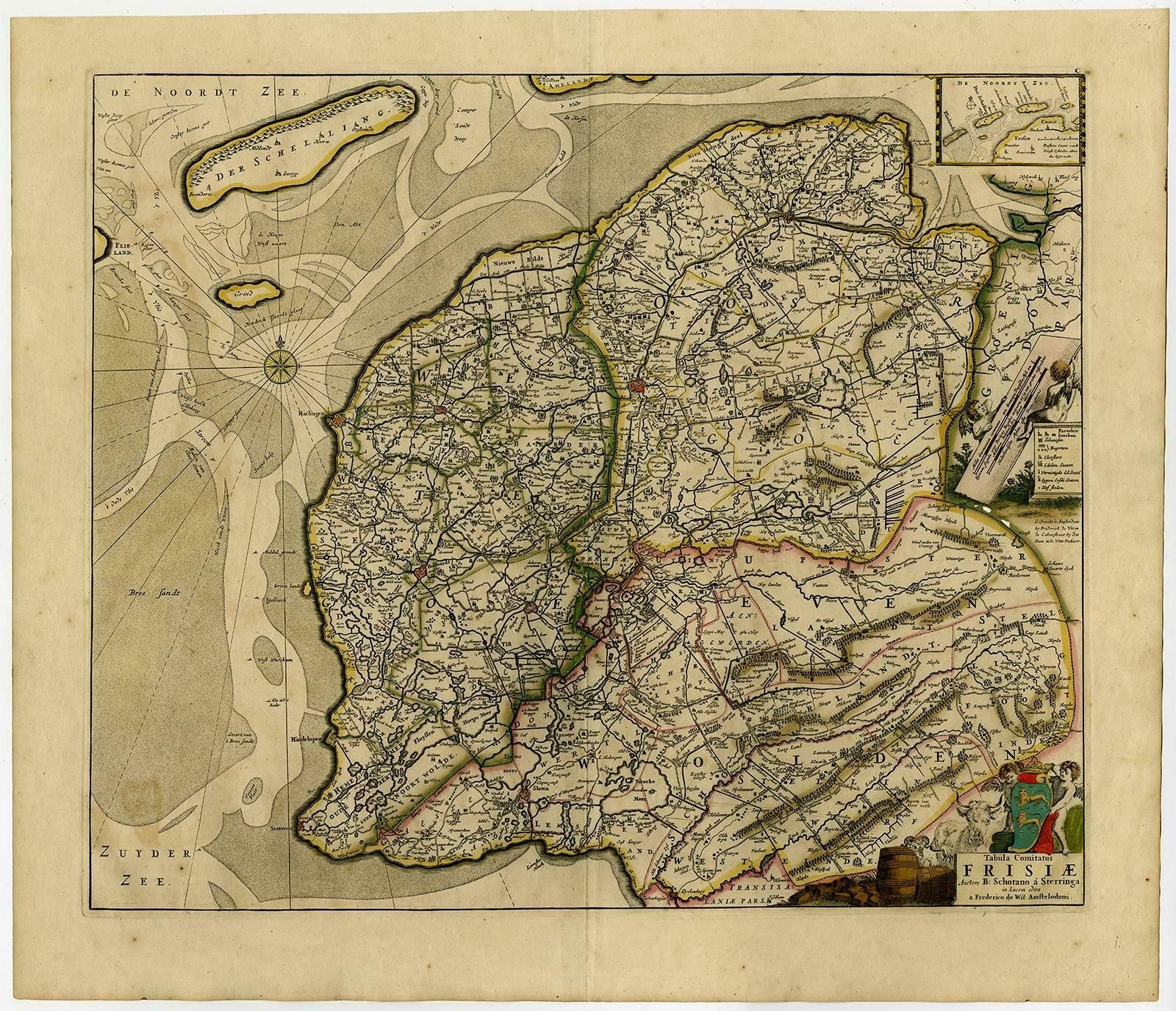 Map Of Friesland With Terschelling, Vlieland, Ameland En Schiermonnikoog, C.1670 photo furniture