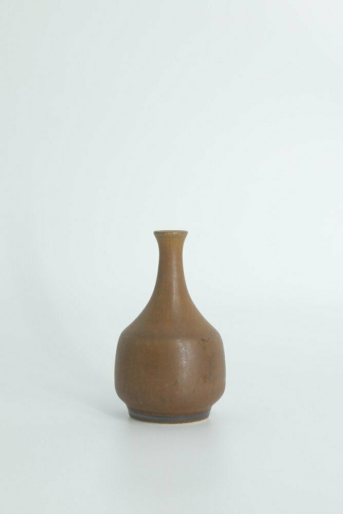 Small Mid Century Scandinavian Modern Collectible Brown Stoneware Vases By Gunnar Borg For Höganäs Ceramics, 1960s, Set Of 4 photo furniture