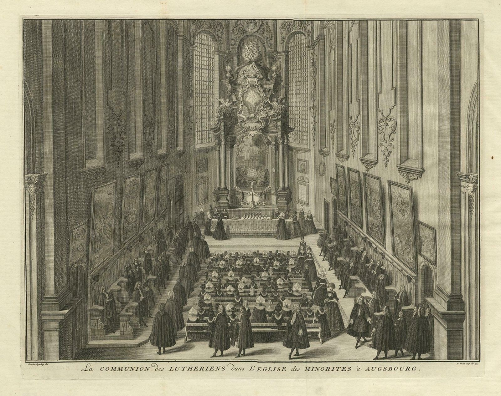 The Communion Of The Lutherans In The Minorite Church In Augsburg, Germany, 1730 photo for sale