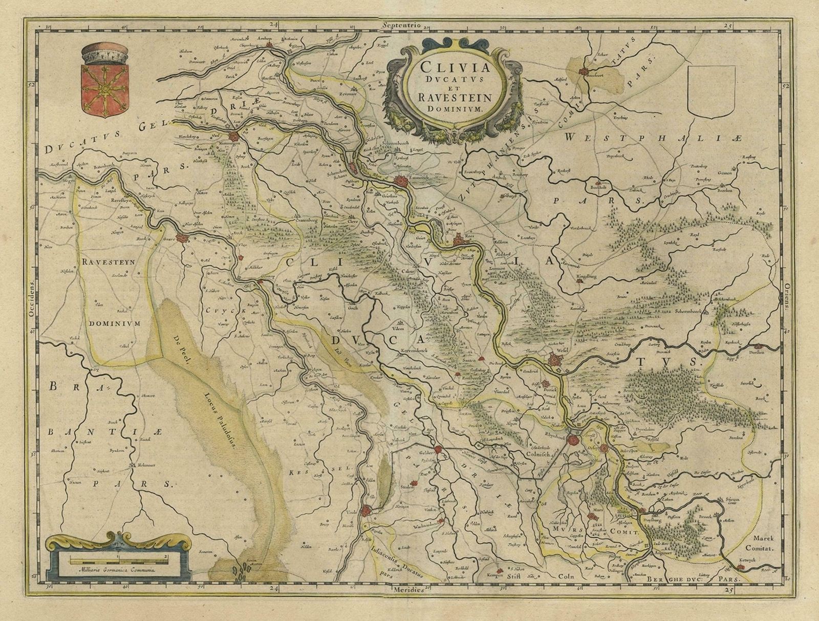 Map Of The Duchy Clivia & Ravestein, Brabant In The Netherlands & Germany, 1635 photo for sale