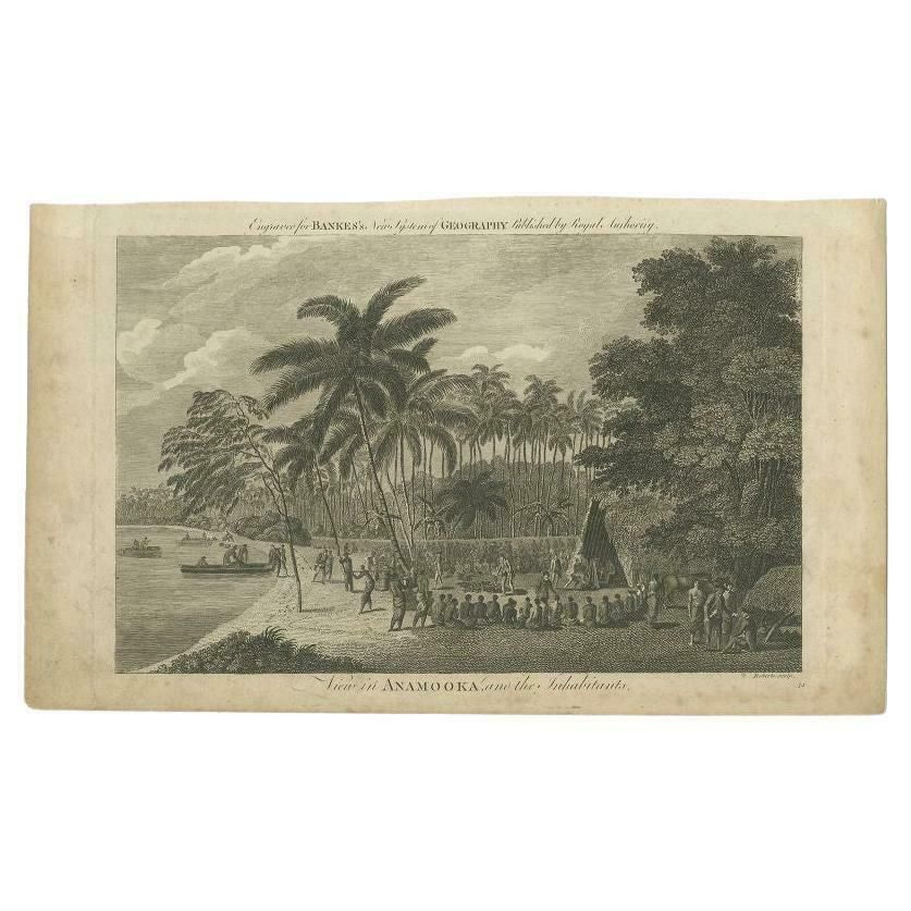 Antique Print Of The Marketplace In Anamooka, Tonga Islands, C.1790 photo furniture