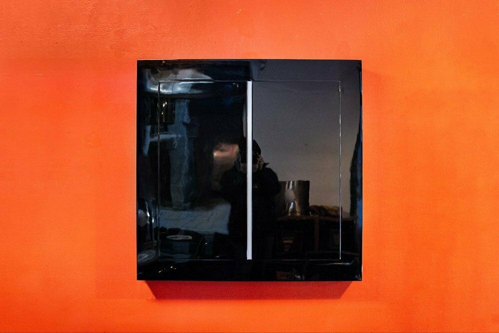 Beppe Sesia, Light On Black Wall, 1970s, Steel & Methacrylate Light Sculpture