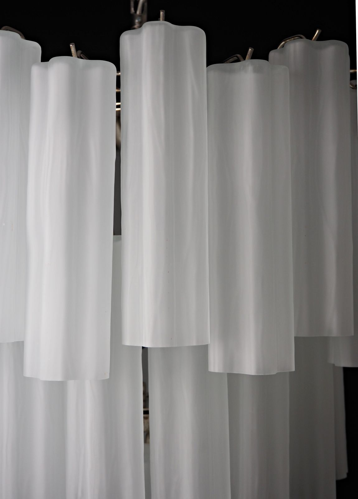 Large Three Tier Venini Murano Glass Tube Chandelier   Etched Glass photo 1270.0