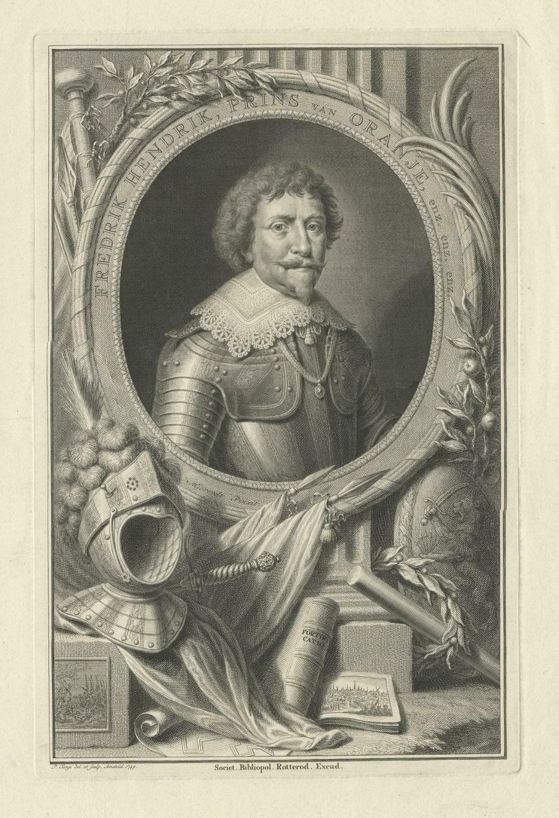 Antique Portrait Of Frederik Hendrik, Prince Of Orange, Etc Etc, 1749 photo for sale