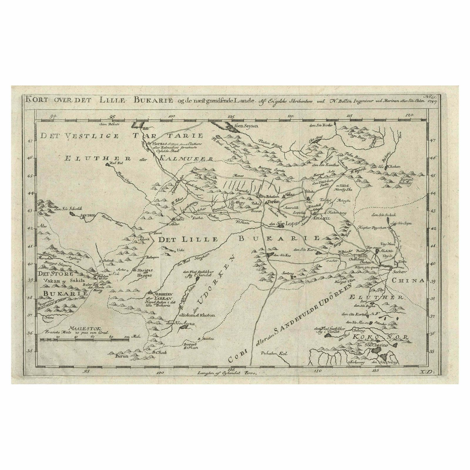 Old Map Of Turkmenistan, Uzbekistan, Afghanistan, Tajikistan, Kyrgyzstan, 1757