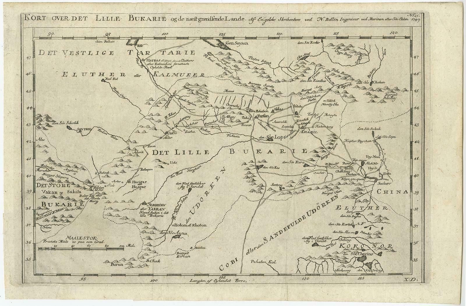 Old Map Of Turkmenistan, Uzbekistan, Afghanistan, Tajikistan, Kyrgyzstan, 1757 photo furniture
