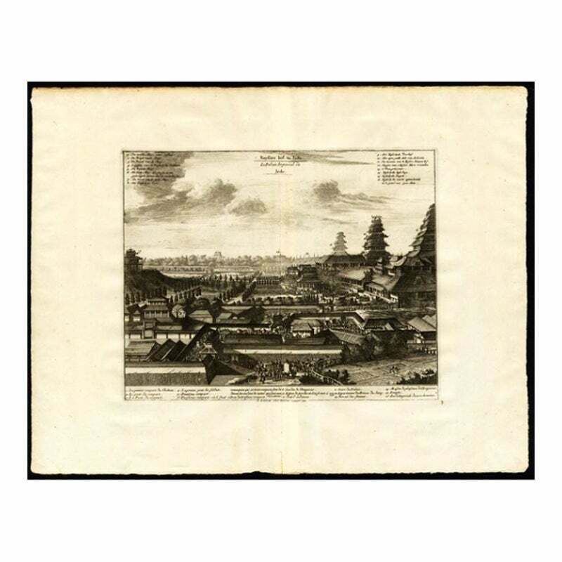 Antique Print Of The Imperial Palace In Edo Or Tokyo In Japan, C.1725 photo furniture