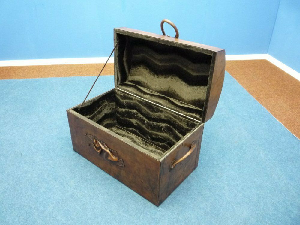 Home Decor Vintage Art Deco Chest Of Drawers Made Of Leather & Wood photo